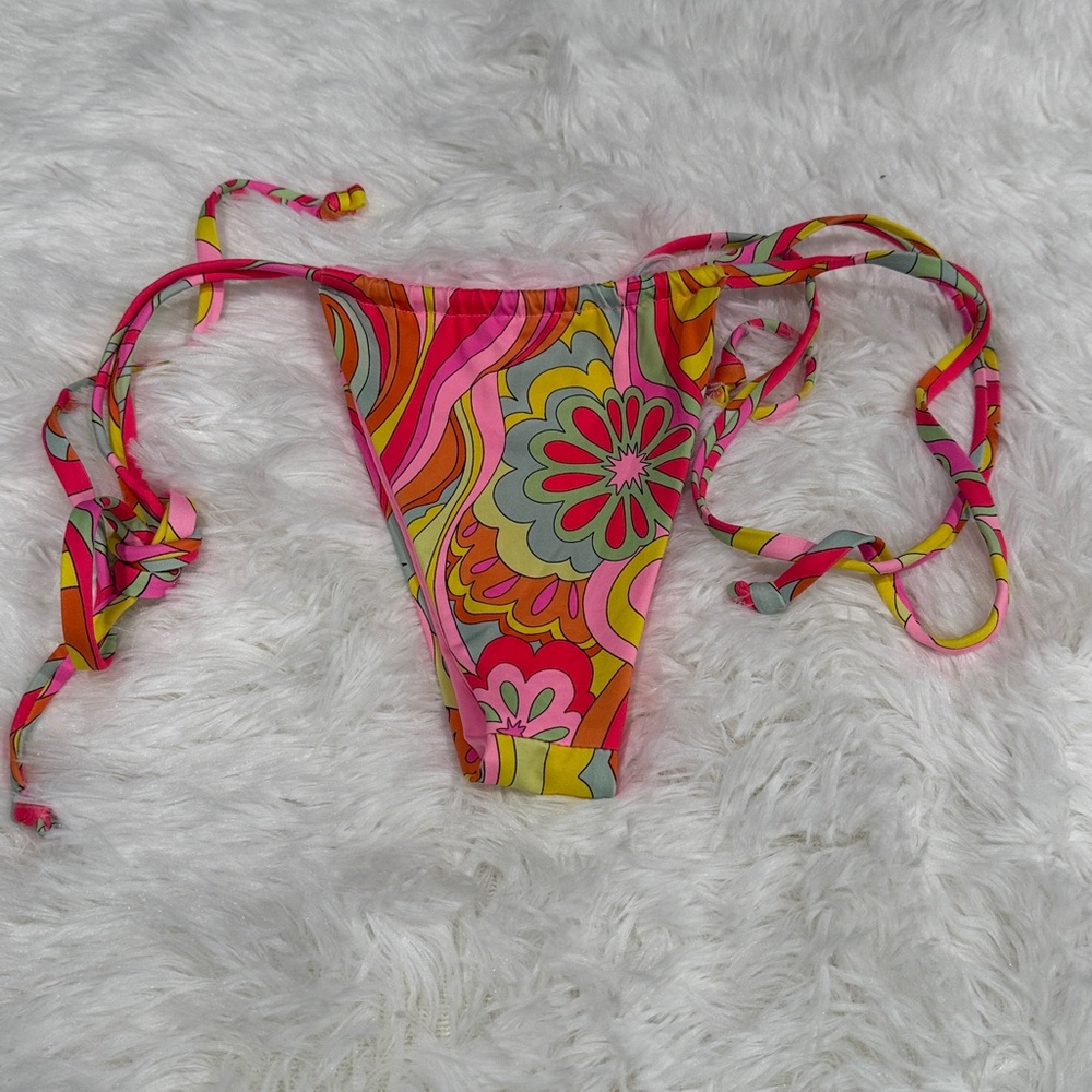 Frankie's Bikinis Vibrant Pink and Orange Bikini Bottom